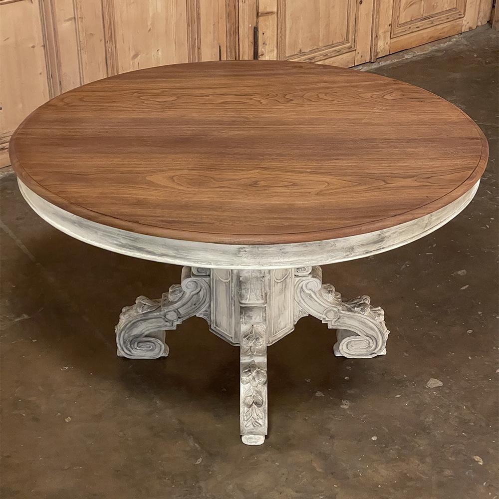 Table centrale ovale peinte d'époque Napoléon III du 19ème siècle français Bon état - En vente à Dallas, TX