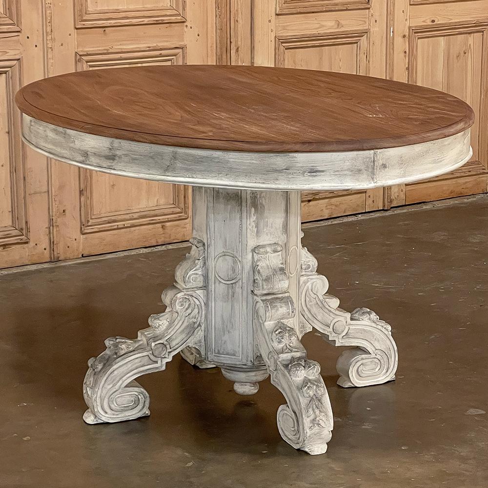 Oak 19th Century French Napoleon III Period Oval Painted Center Table For Sale