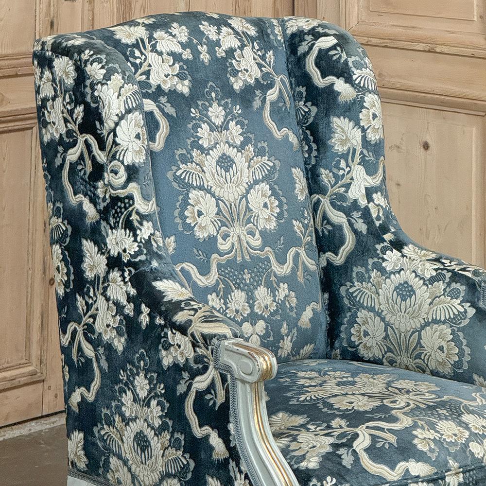19th Century French Napoleon III Period Painted Wingback Armchair ~ Bergere For Sale 4