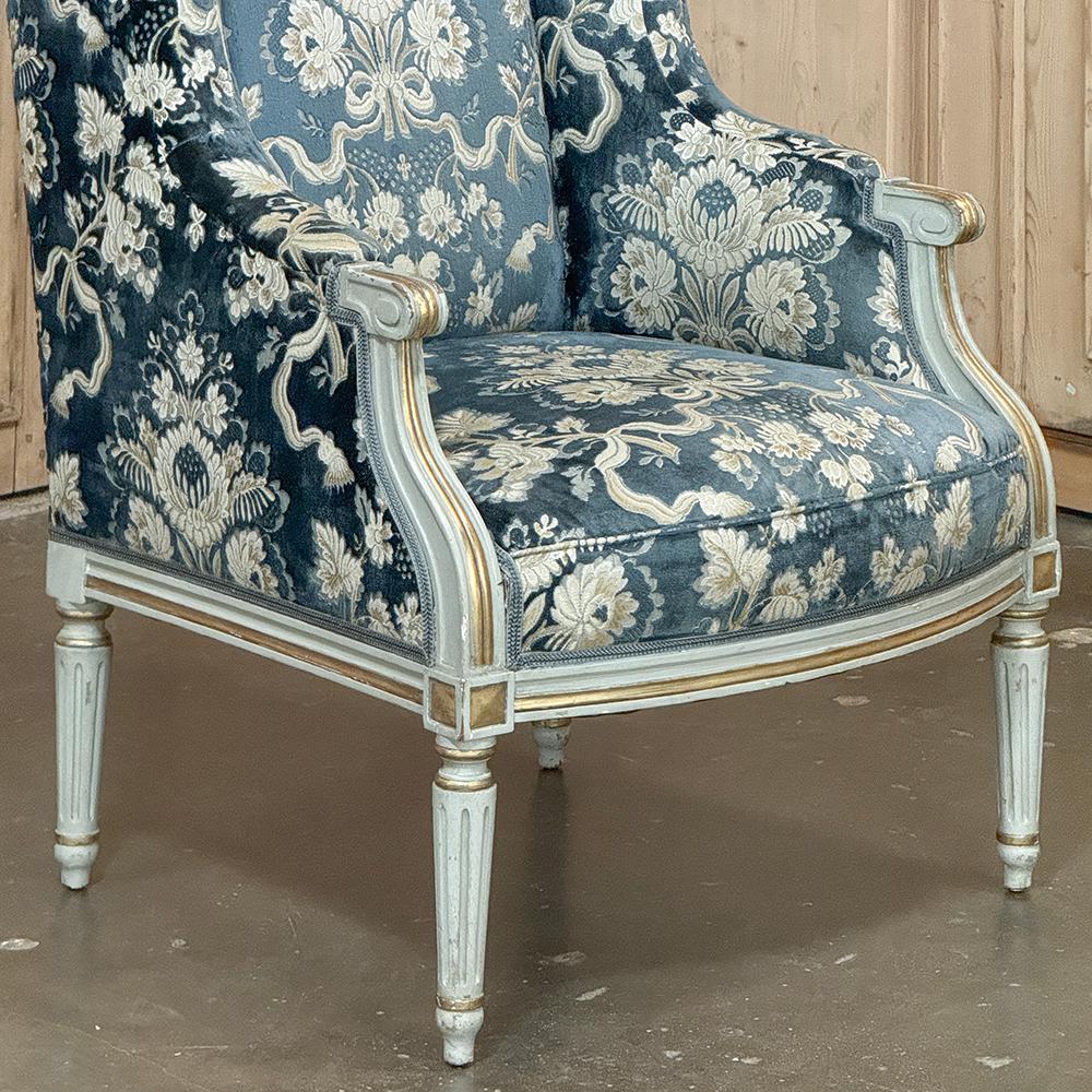 19th Century French Napoleon III Period Painted Wingback Armchair ~ Bergere For Sale 5
