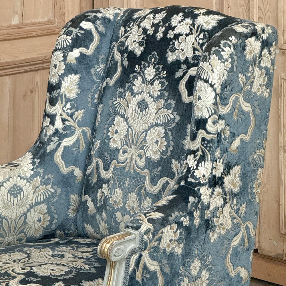 19th Century French Napoleon III Period Painted Wingback Armchair ~ Bergere For Sale 7