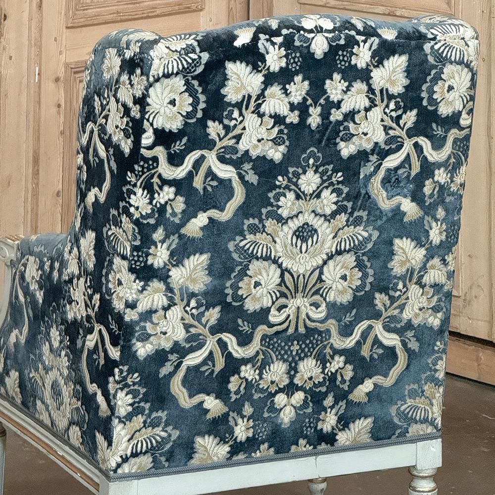 19th Century French Napoleon III Period Painted Wingback Armchair ~ Bergere For Sale 10