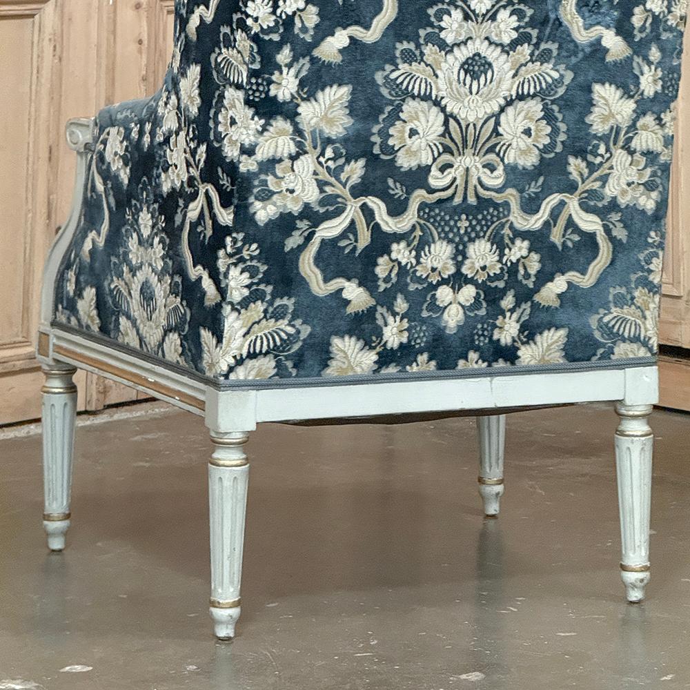 19th Century French Napoleon III Period Painted Wingback Armchair ~ Bergere For Sale 11