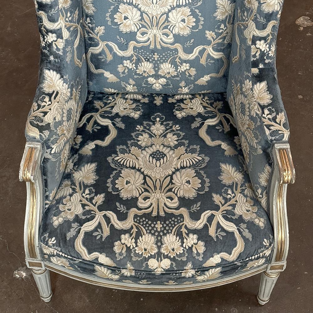 19th Century French Napoleon III Period Painted Wingback Armchair ~ Bergere For Sale 12