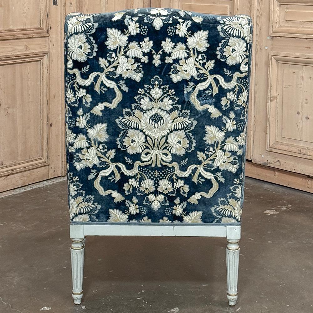 19th Century French Napoleon III Period Painted Wingback Armchair ~ Bergere For Sale 1