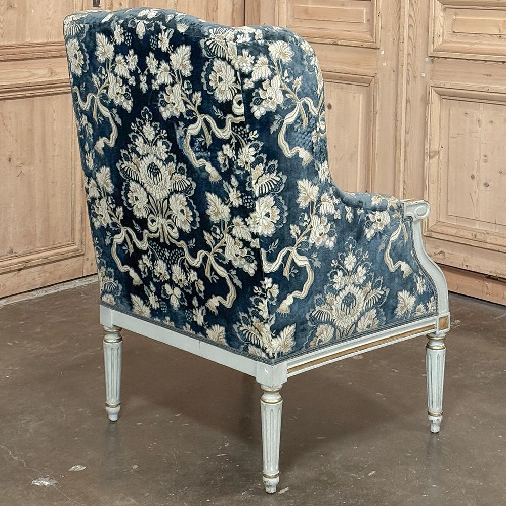 19th Century French Napoleon III Period Painted Wingback Armchair ~ Bergere For Sale 2