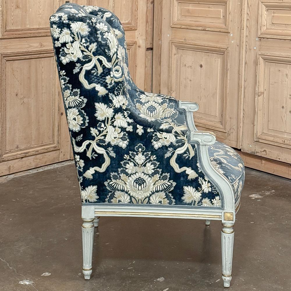 19th Century French Napoleon III Period Painted Wingback Armchair ~ Bergere For Sale 3