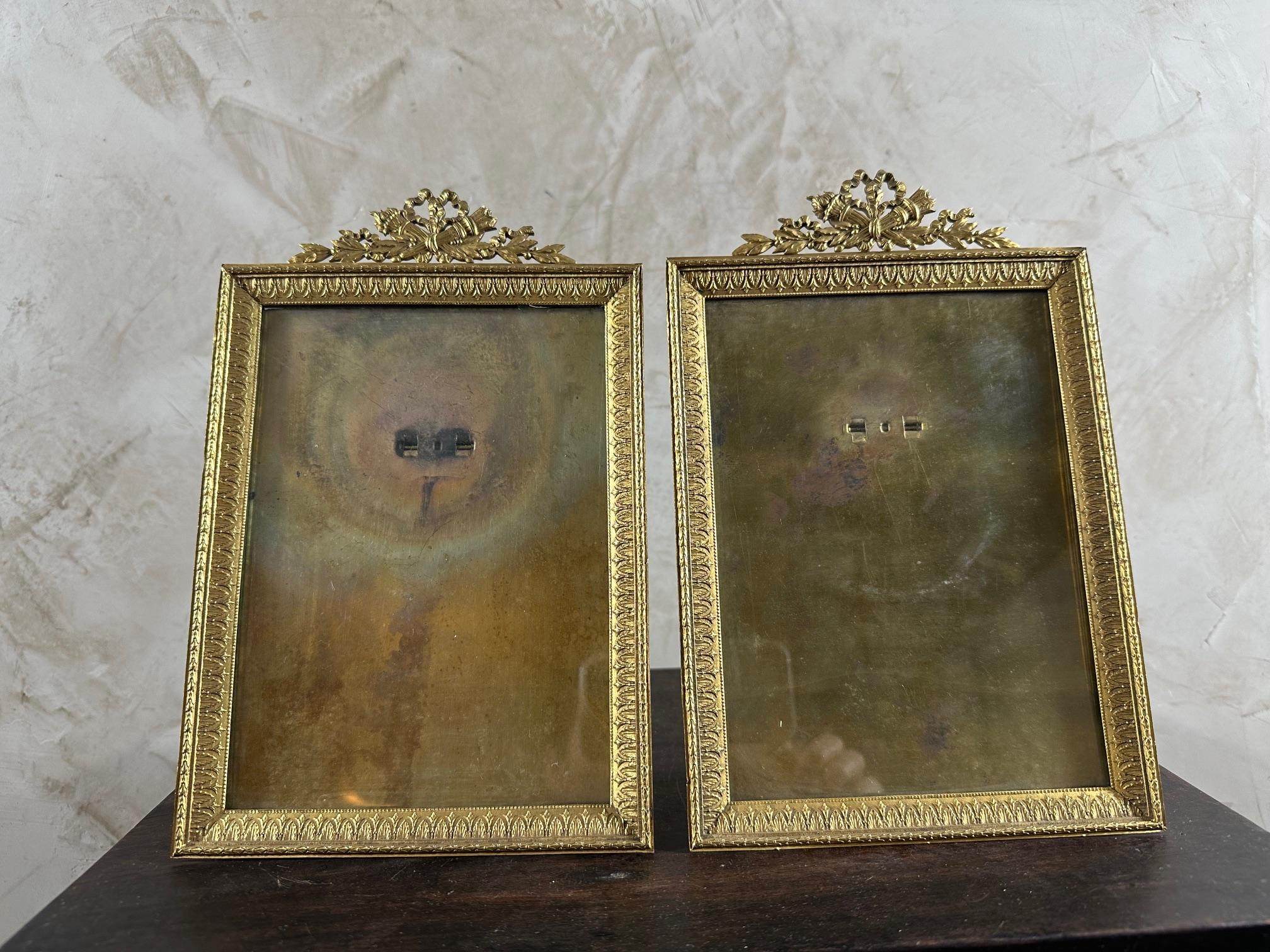 19th century French Napoleon III Period Pair of Gilded Bronze Picture Frames 5