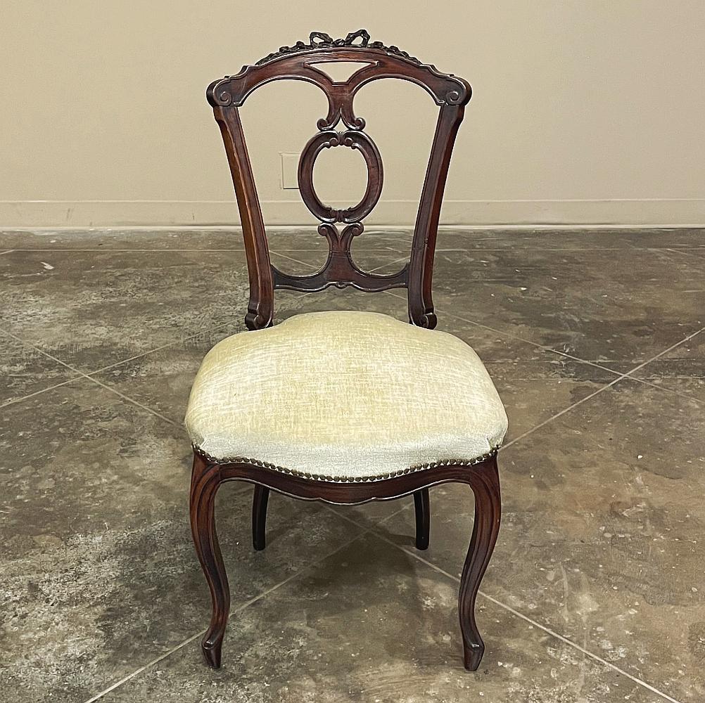 Hand-Crafted 19th Century French Napoleon III Period Rosewood Salon Chair For Sale