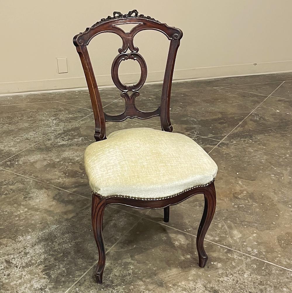Mohair 19th Century French Napoleon III Period Rosewood Salon Chair For Sale