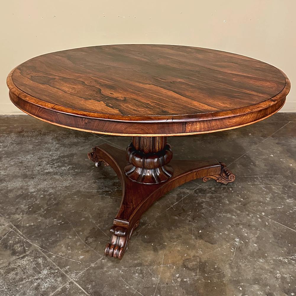 Hand-Crafted 19th Century French Napoleon III Period Round Rosewood Center Table For Sale