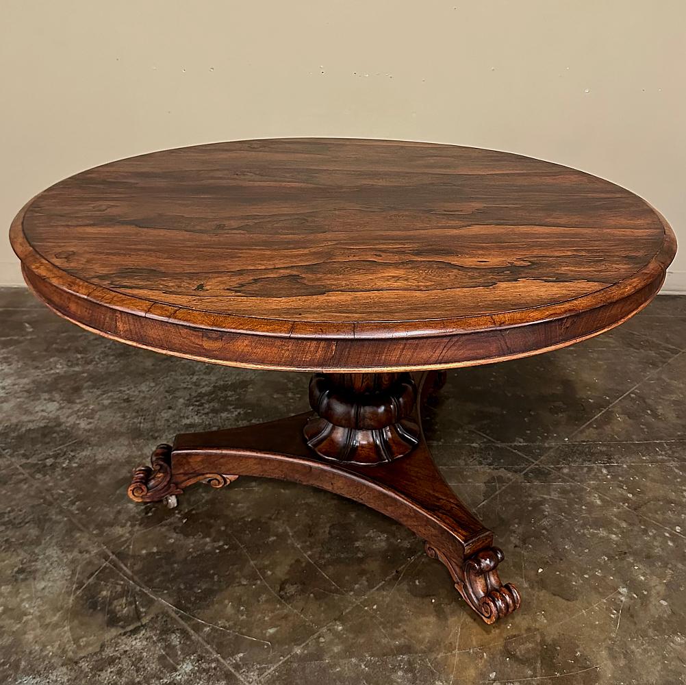 19th Century French Napoleon III Period Round Rosewood Center Table In Good Condition For Sale In Dallas, TX