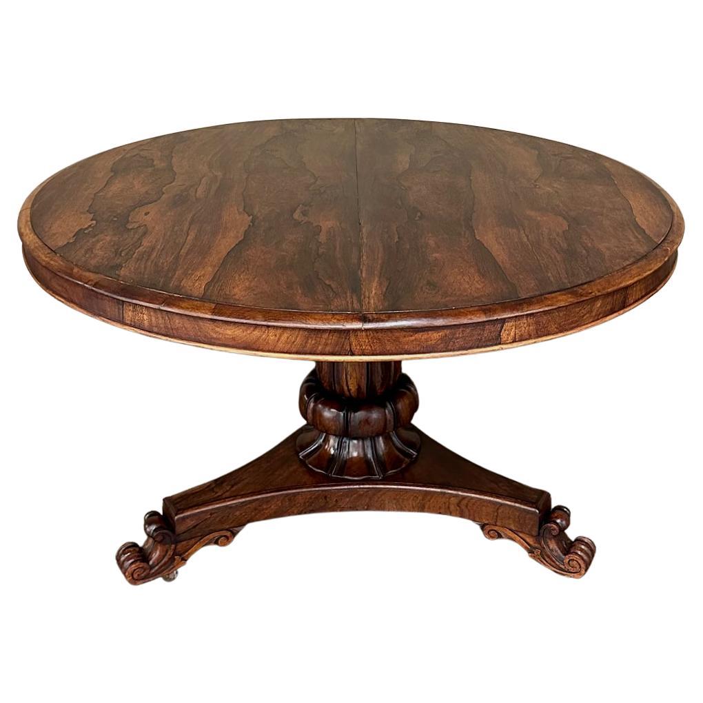 19th Century French Napoleon III Period Round Rosewood Center Table For Sale