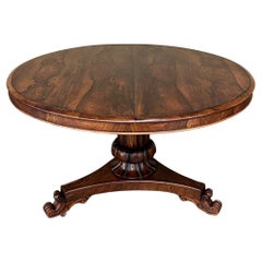 Antique 19th Century French Napoleon III Period Round Rosewood Center Table