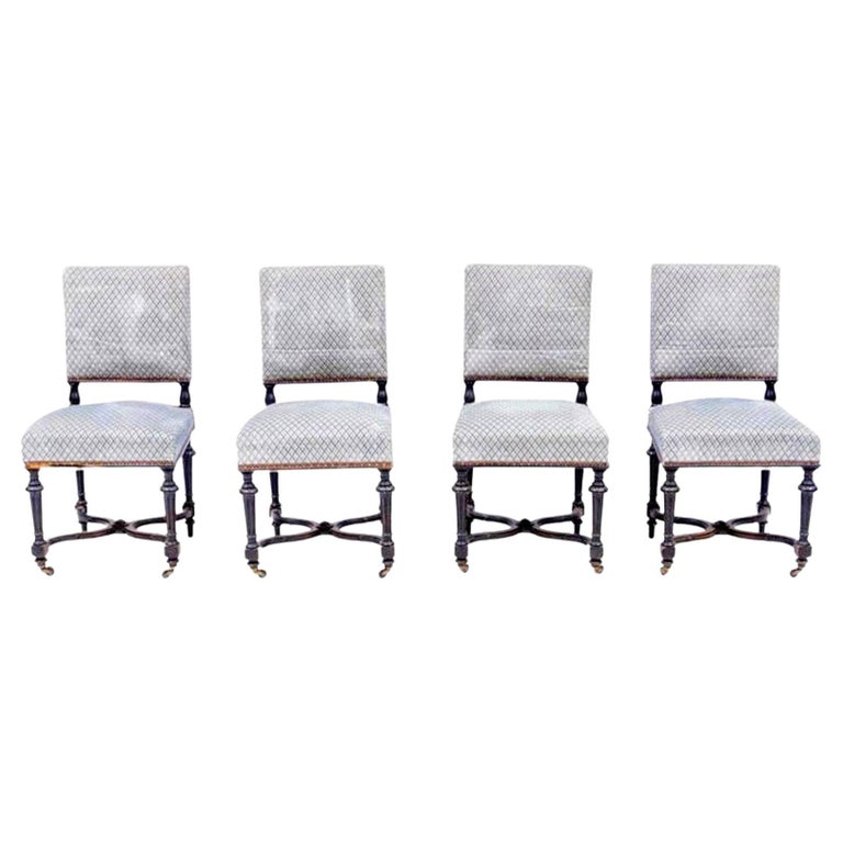 Period Upholstered Dining Chairs Set, Napoleon Dining Chairs With Arms And Legs
