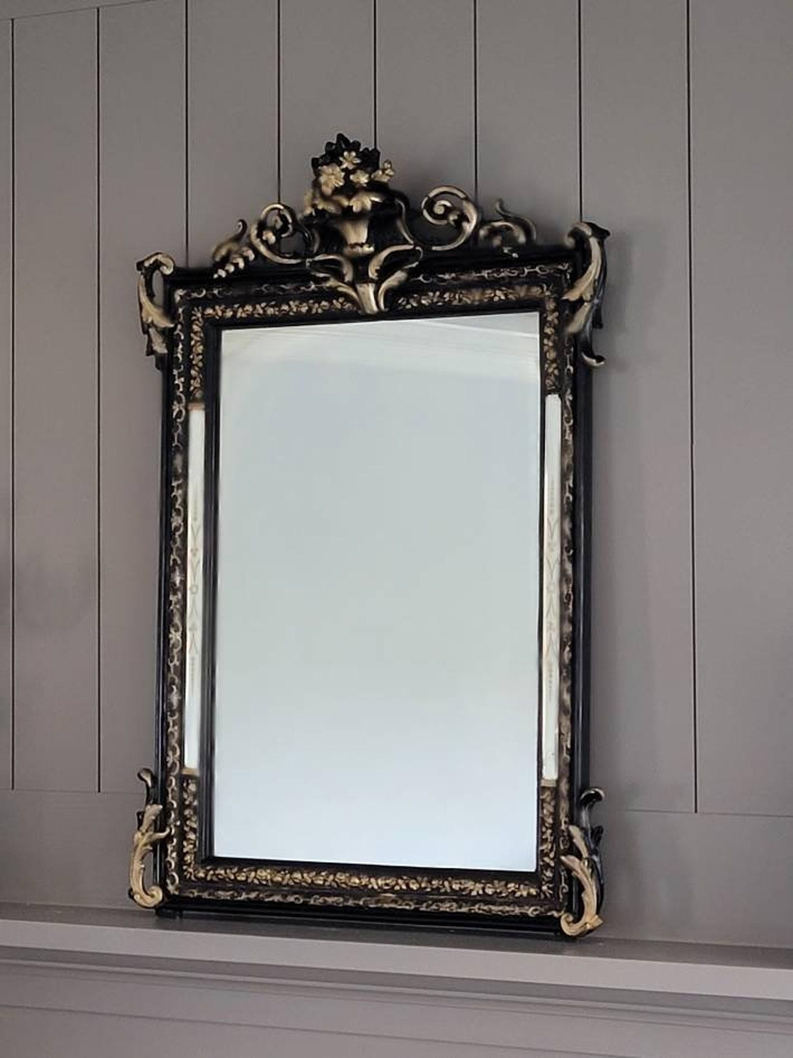A stunning period Napoleon III (1852-1870) French hand carved, painted and gilded wall mirror by JB Paris. circa 1850s/early 1860s

Born in France in the mid-19th century, exquisitely hand-crafted high-quality Parisian work, using elements from