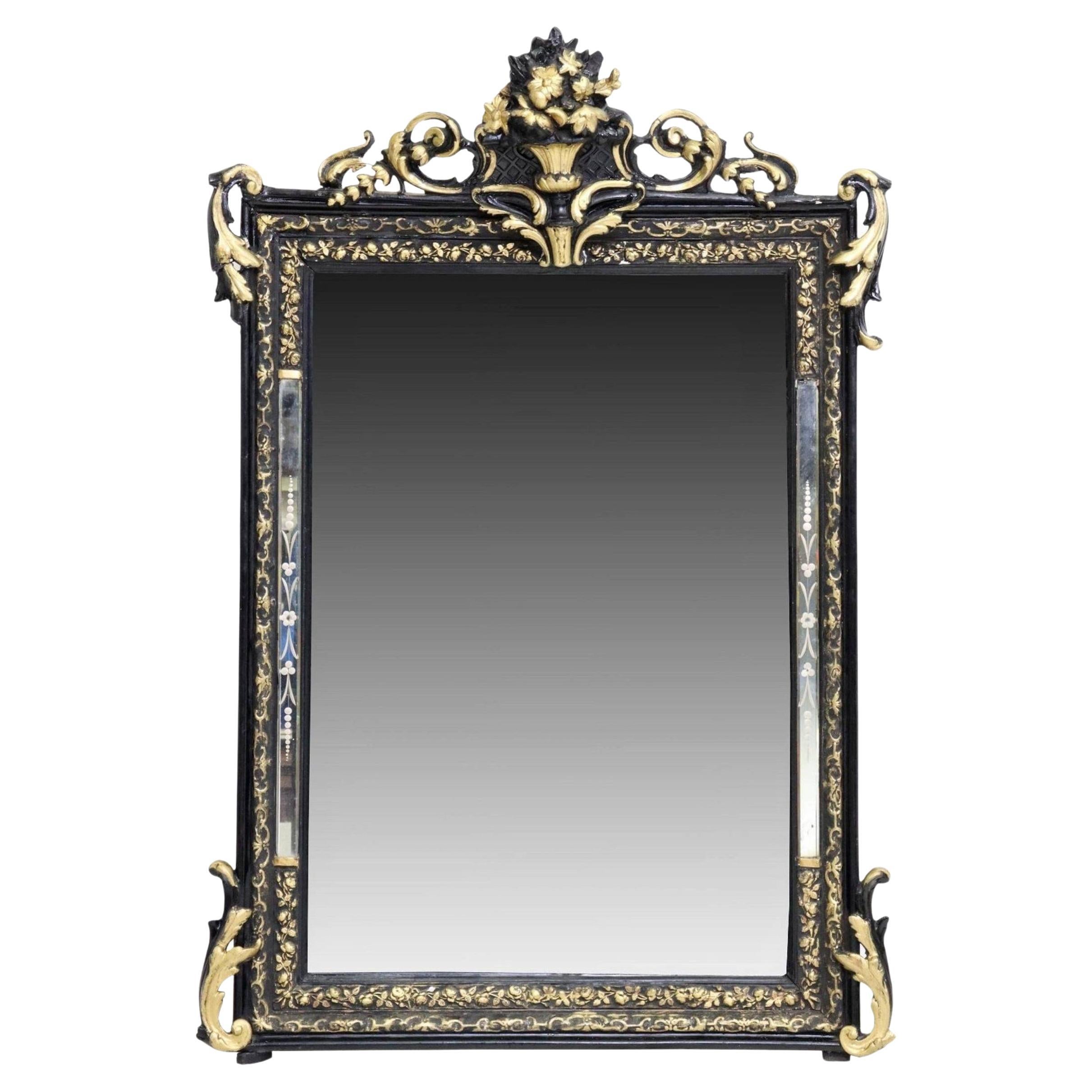 19th Century French Napoleon III Period Wall Mirror - Signed JB Paris  For Sale
