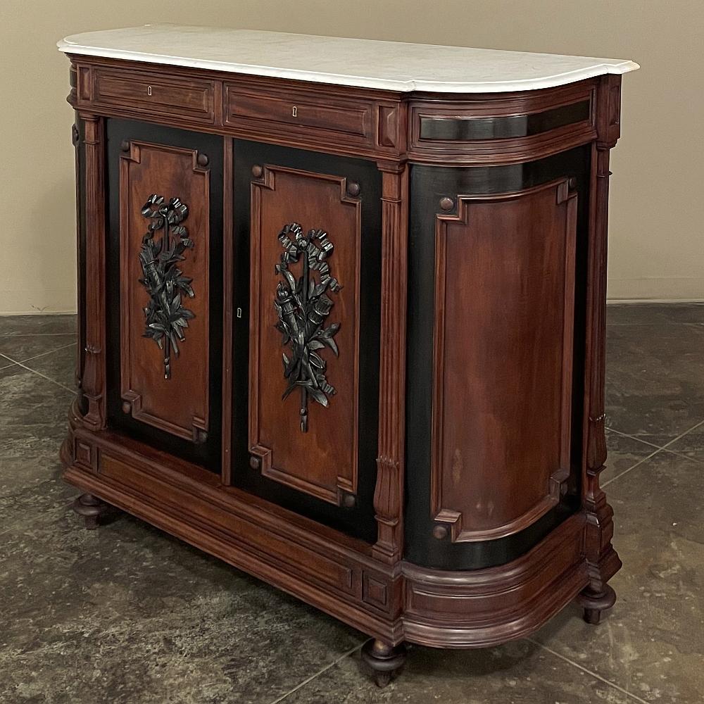 Late 19th Century 19th Century French Napoleon III Period Walnut Buffet with Carrara Marble For Sale