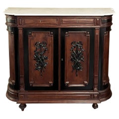 19th Century French Napoleon III Period Walnut Buffet with Carrara Marble