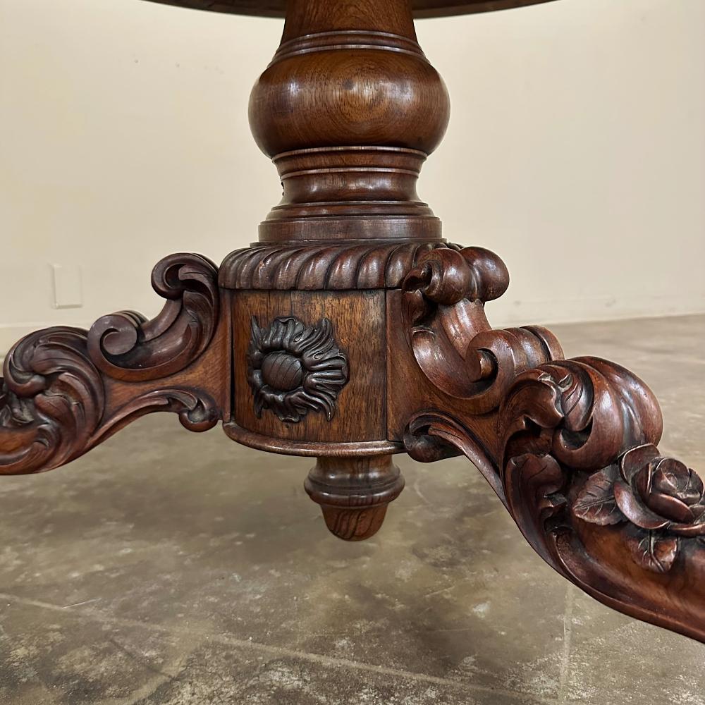 19th Century French Napoleon III Period Walnut Center Table with Carrara Marble For Sale 7