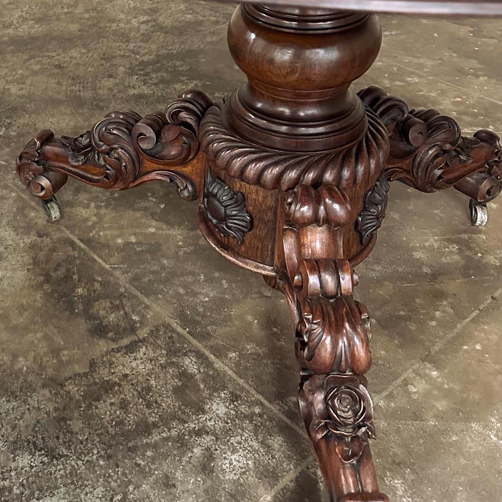 19th Century French Napoleon III Period Walnut Center Table with Carrara Marble For Sale 12
