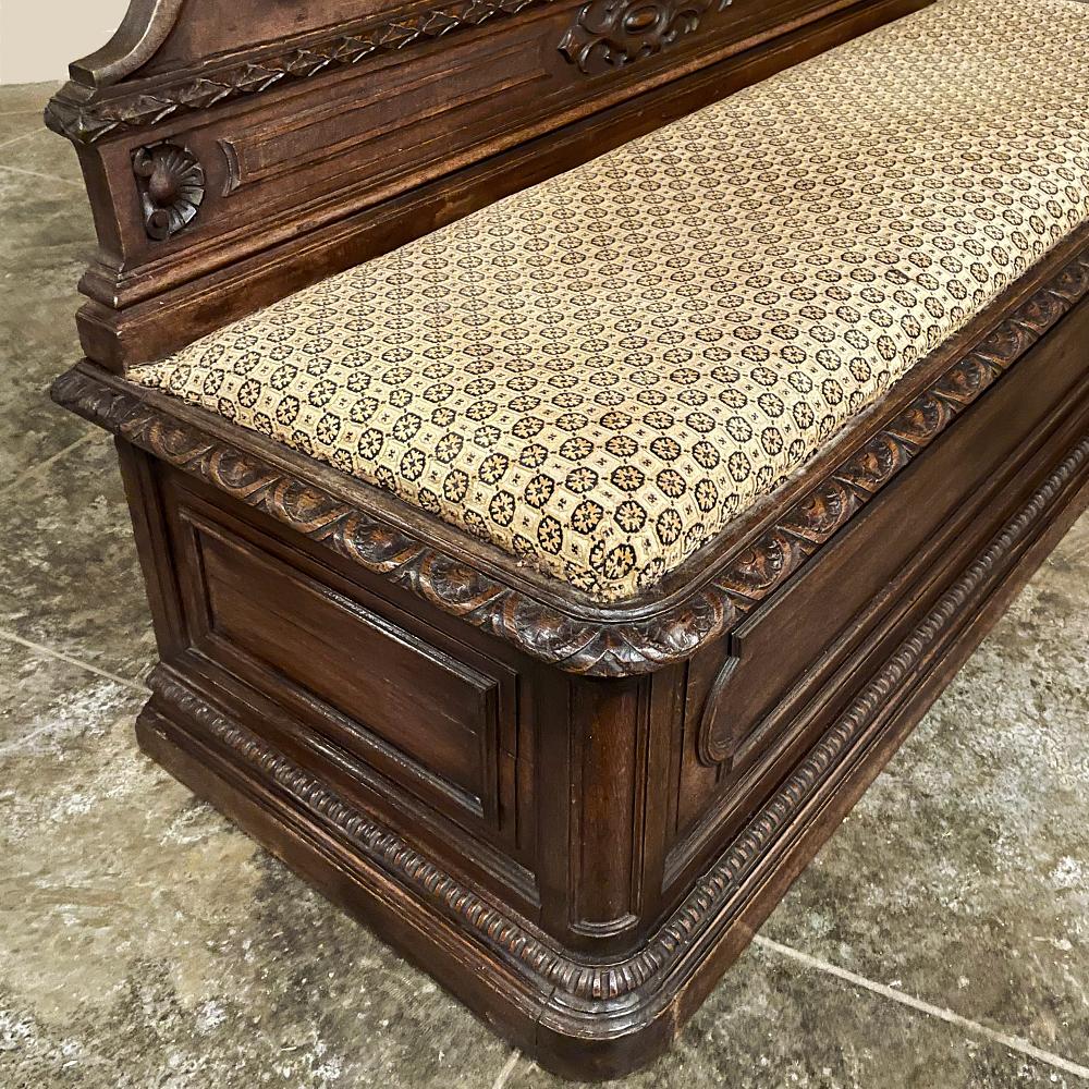 19th Century French Napoleon III Period Walnut Hall Bench For Sale 11