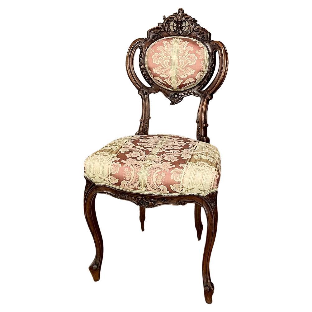 19th Century, French Napoleon III Period Walnut Salon Chair