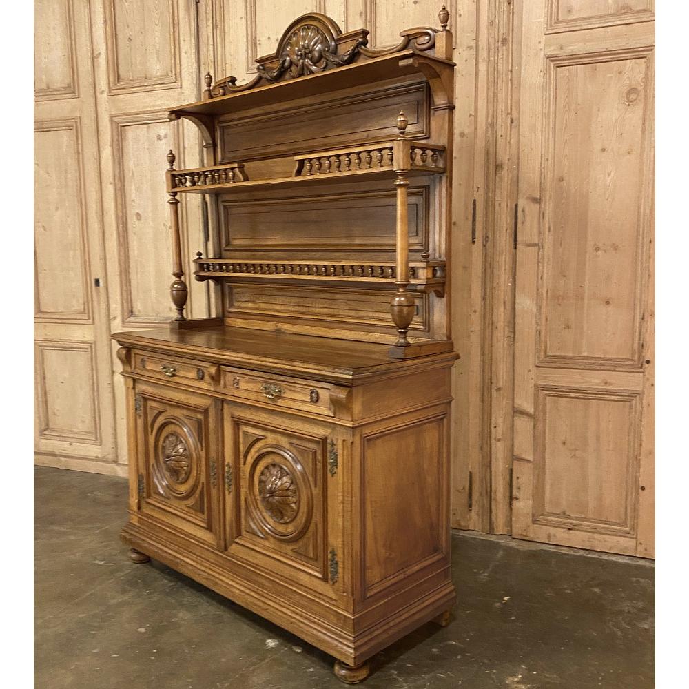 Hand-Carved 19th Century French Napoleon III Period Walnut Vaisselier ~ Buffet For Sale