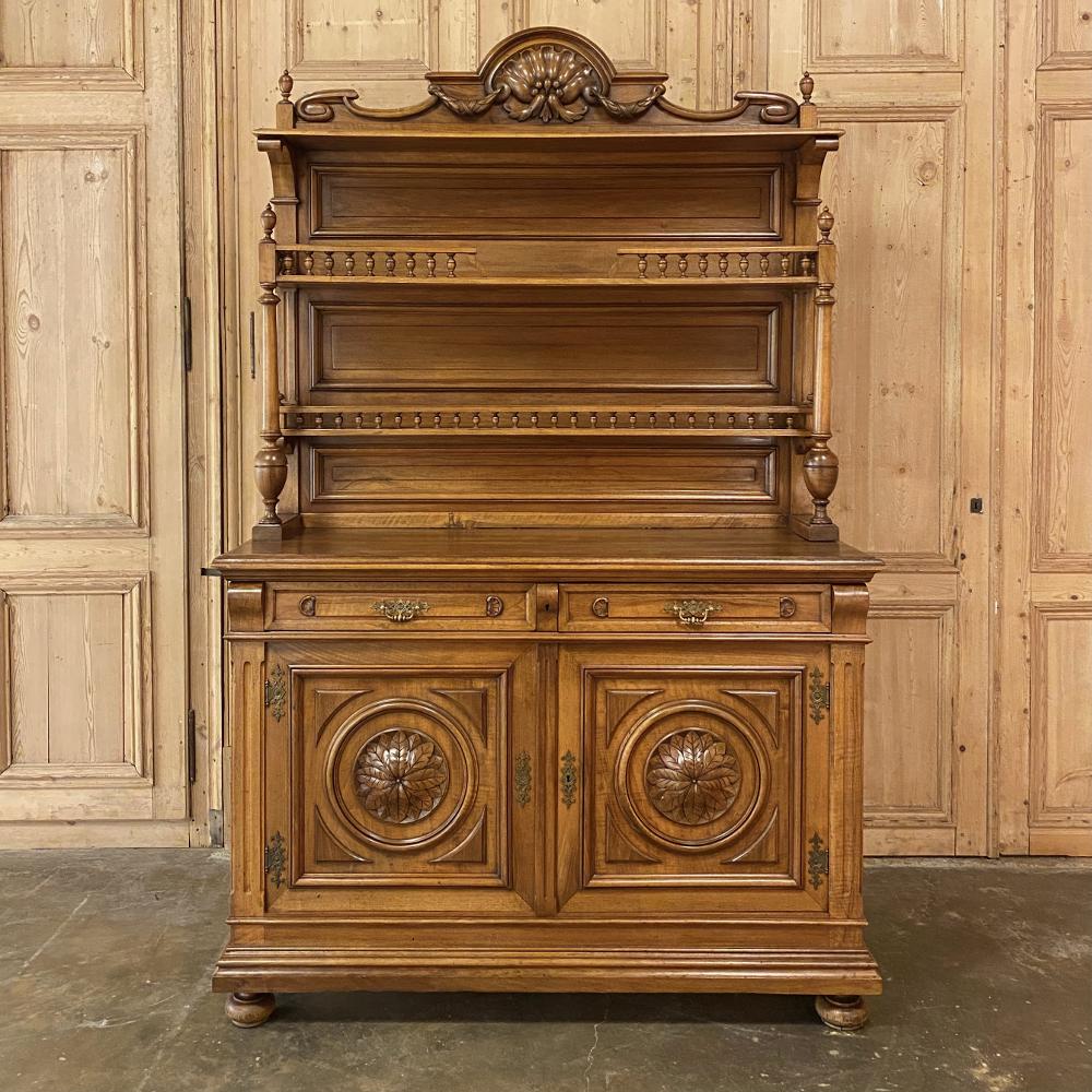 19th Century French Napoleon III Period Walnut Vaisselier ~ Buffet In Good Condition For Sale In Dallas, TX
