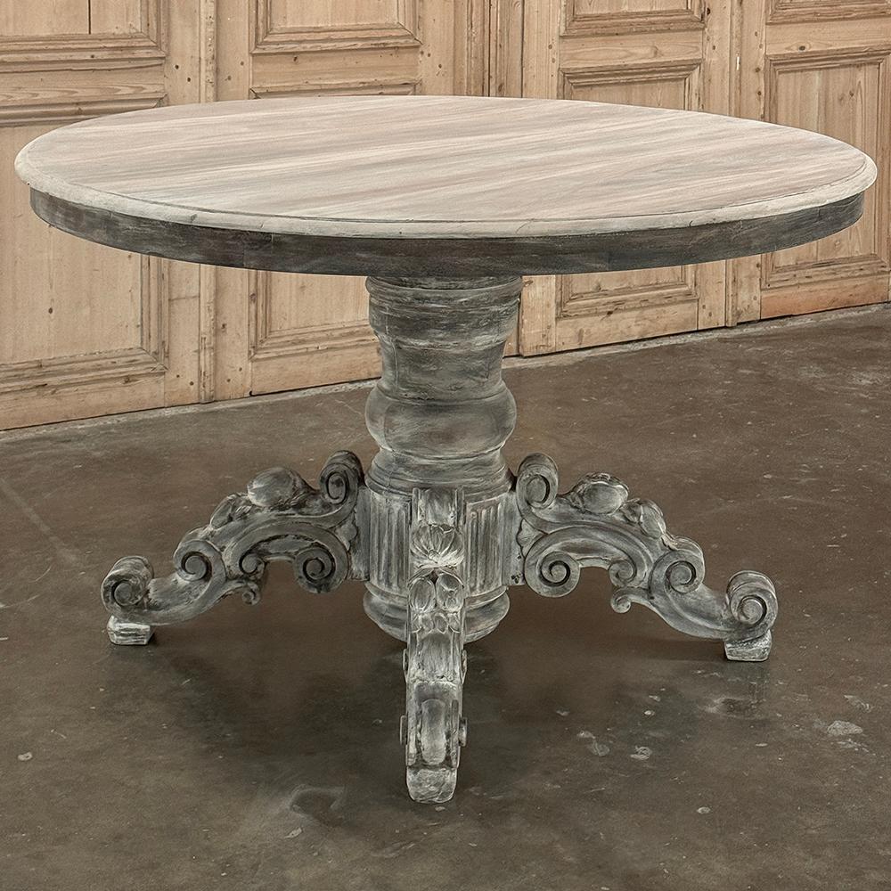 19th Century French Napoleon III Period Whitewashed Center Table ~ Game Table In Good Condition For Sale In Dallas, TX