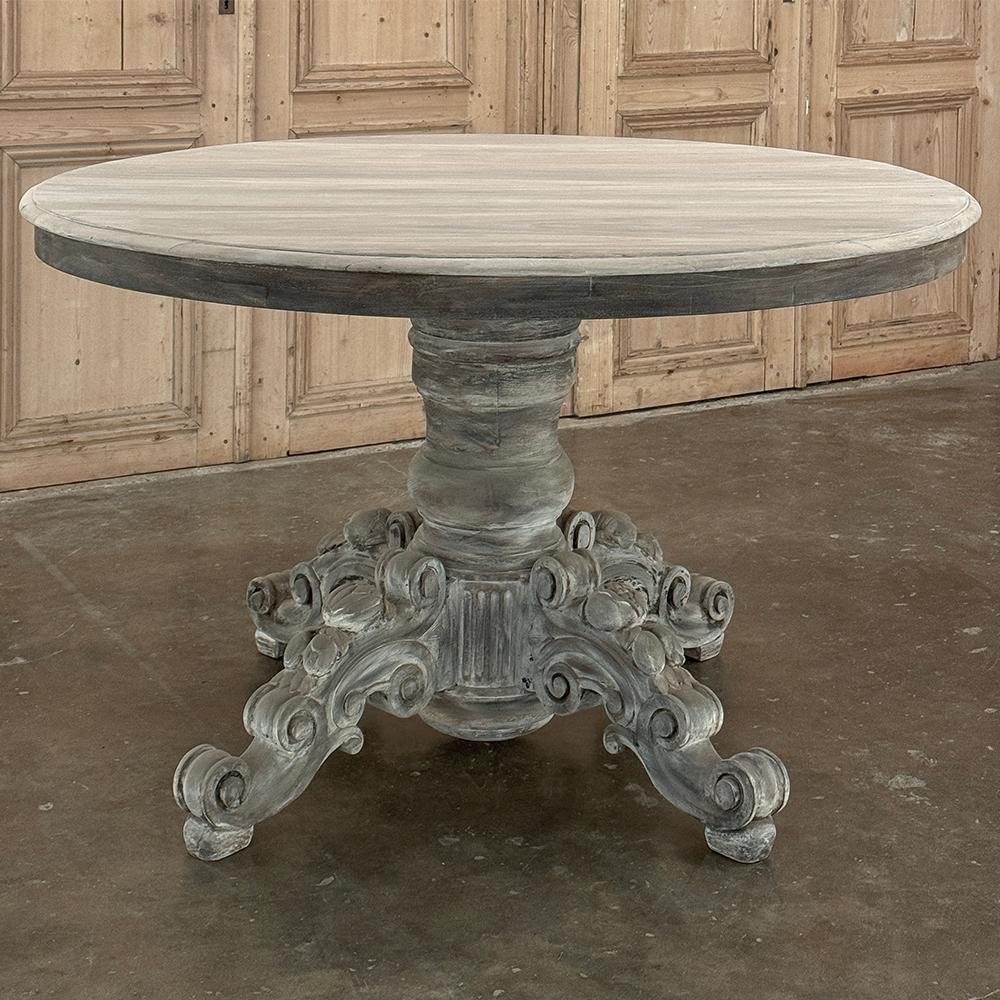 Table centrale d'époque Napoléon III du 19ème siècle, blanchie à la chaux ~ Table de jeu Bon état - En vente à Dallas, TX