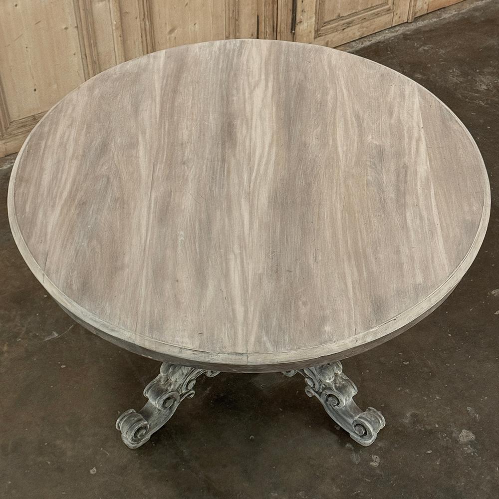Sycamore 19th Century French Napoleon III Period Whitewashed Center Table ~ Game Table For Sale