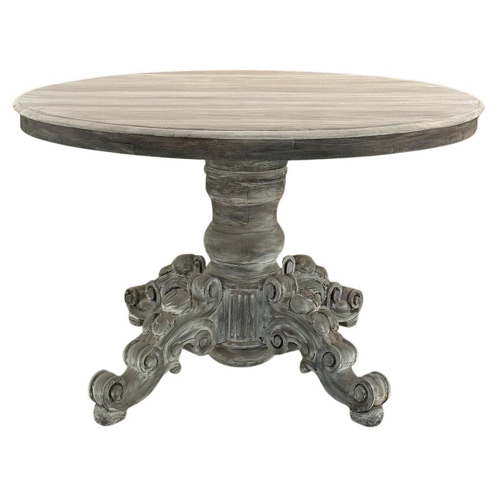 19th Century French Napoleon III Period Whitewashed Center Table ~ Game Table For Sale