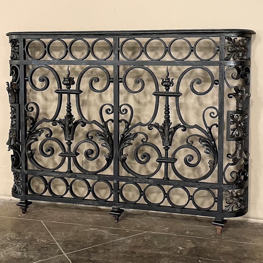 Hand-Crafted 19th Century French Napoleon III Period Wrought Iron Balustrade, Window Guard For Sale