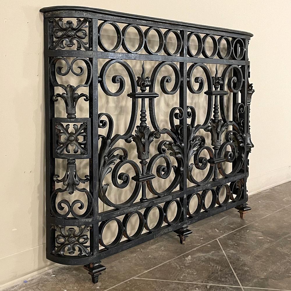19th Century French Napoleon III Period Wrought Iron Balustrade, Window Guard For Sale 1