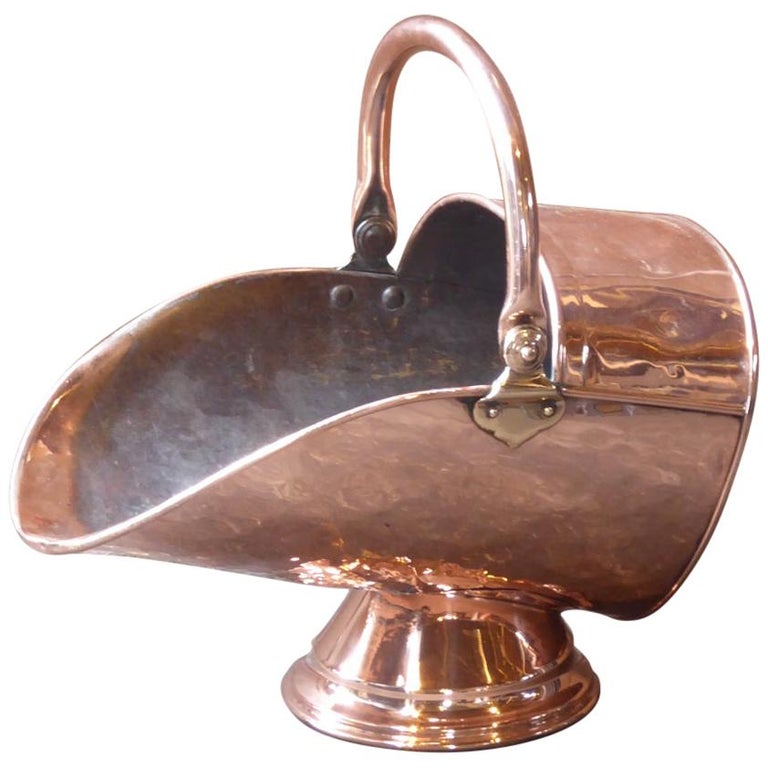 19th Century French Napoleon III Polished Copper Log Holder or Log Basket  at 1stDibs