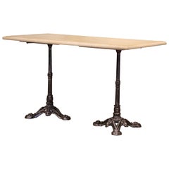 19th Century French Napoleon III Polished Iron and Limestone Bistrot Table