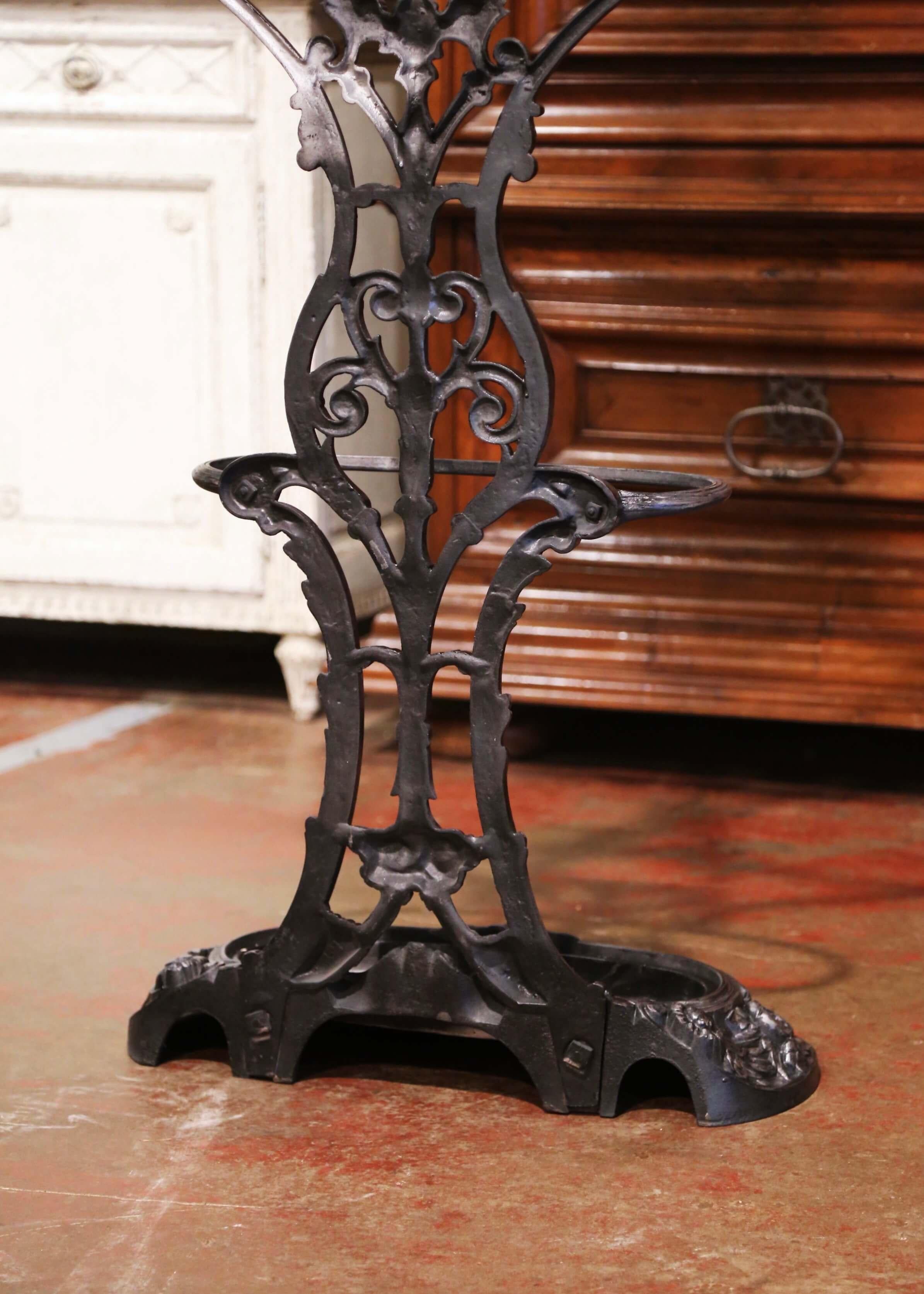 19th Century French Napoleon III Polished Iron Hall Stand Signed Corneau Freres For Sale 10