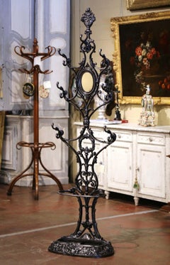 19th Century French Napoleon III Polished Iron Hall Stand Signed Corneau Freres