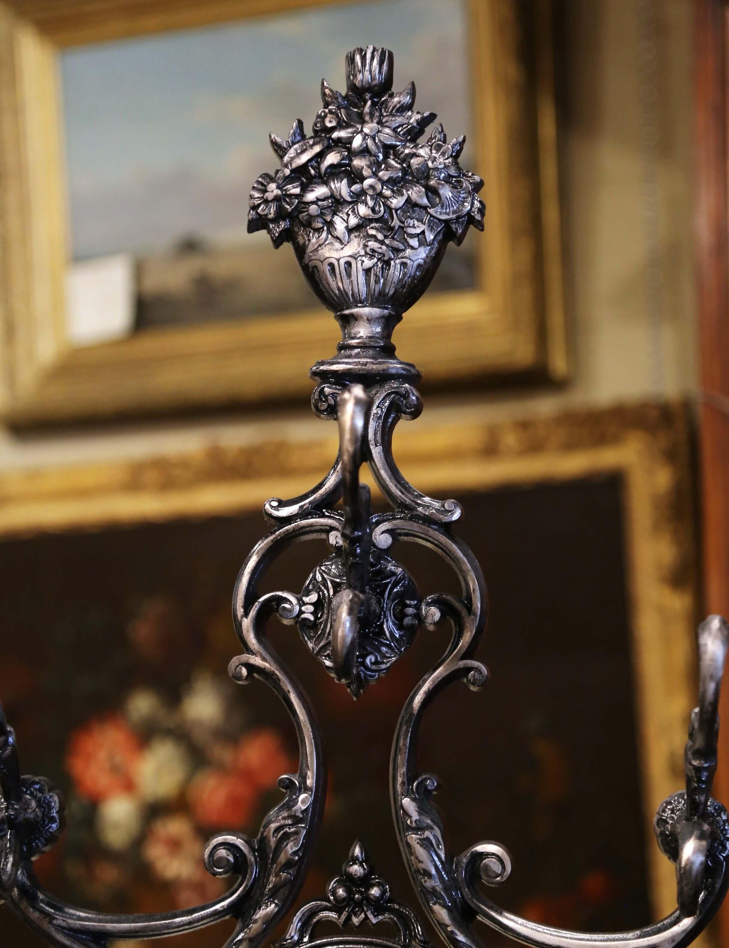 19th Century French Napoleon III Polished Iron Hall Stand Signed Corneau Freres For Sale 2