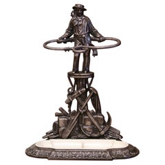 19th Century French Napoleon III Polished Iron Umbrella Stand