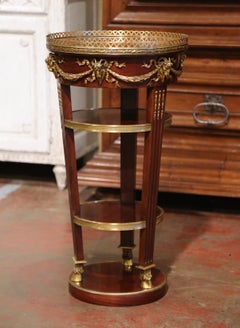 19th Century French Napoleon III Red Marble top and Mahogany Gueridon Side Table