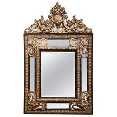 mirror to napoleon and let 19th Century French Napoleon III Repousse Brass and Ebony Overlay Wall Mirror