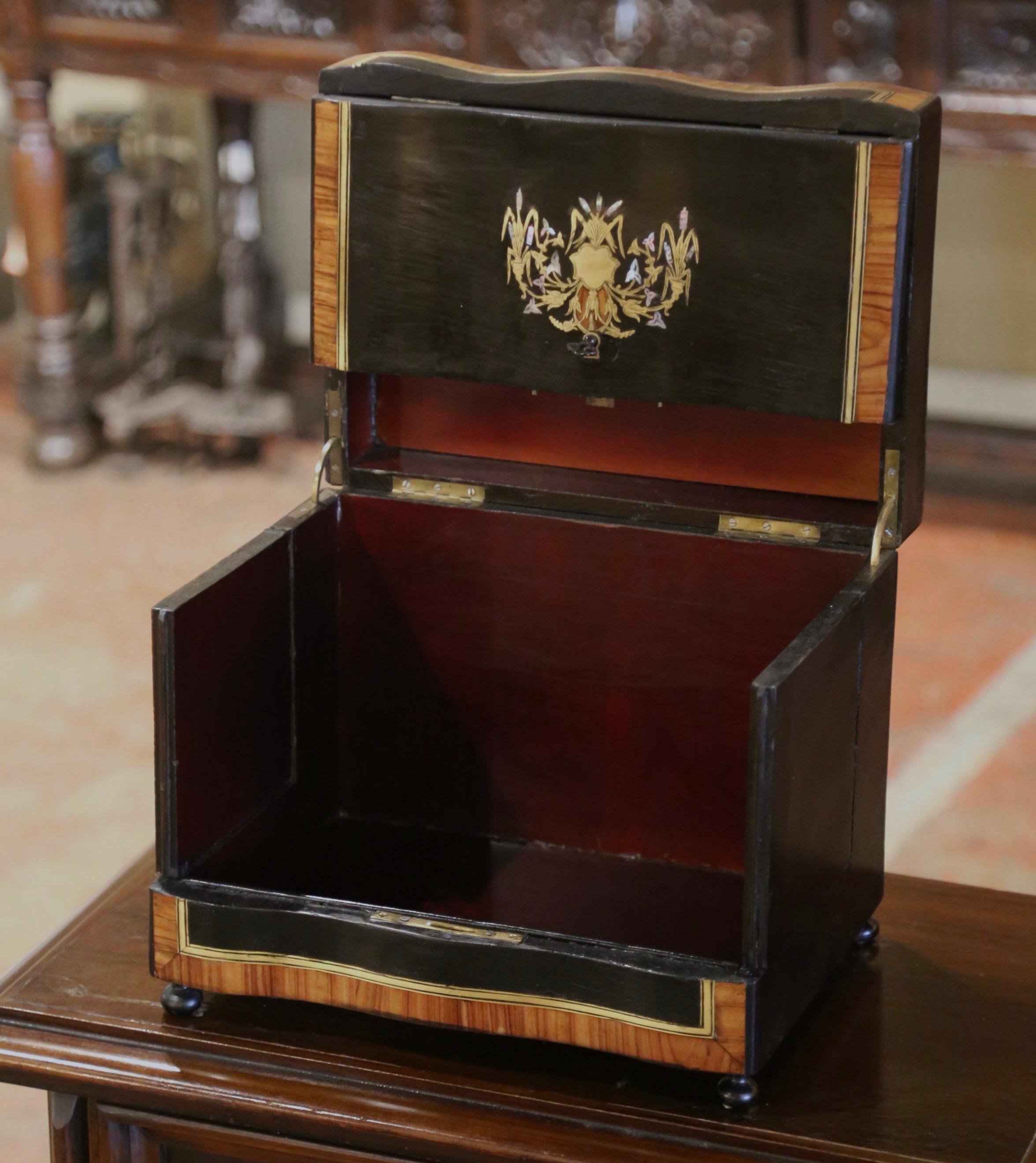 19th Century French Napoleon III Rosewood & Brass Inlaid Complete Cave a Liqueur For Sale 6