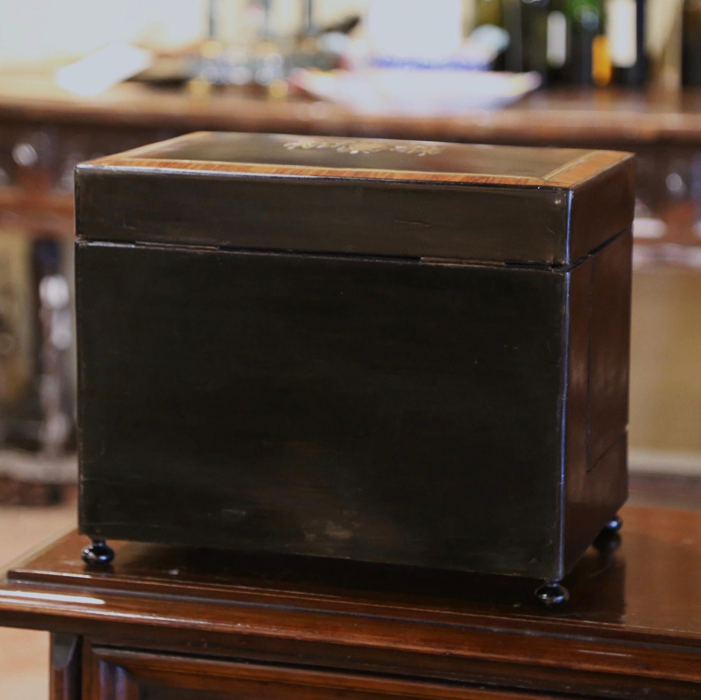 19th Century French Napoleon III Rosewood & Brass Inlaid Complete Cave a Liqueur For Sale 7