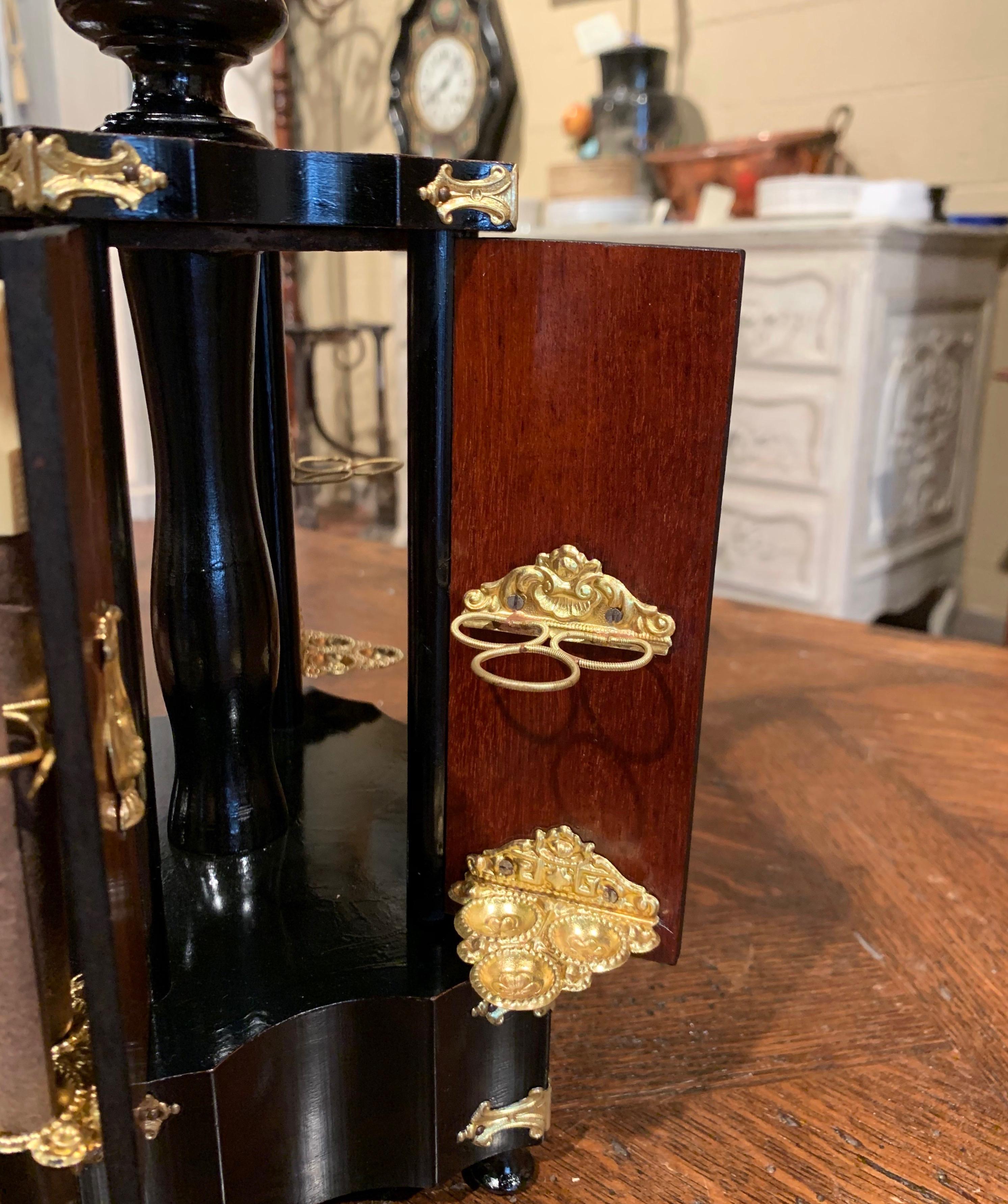 19th Century French Napoleon III Rosewood Cigar Holder Box with Brass Mounts 2