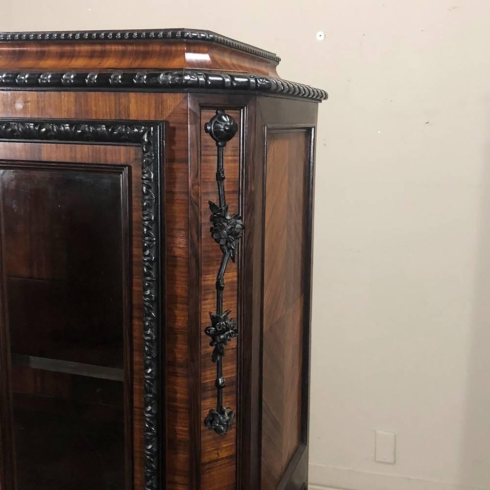 19th Century French Napoleon III Rosewood Ebonized Vitrine, Display Cabinet 1