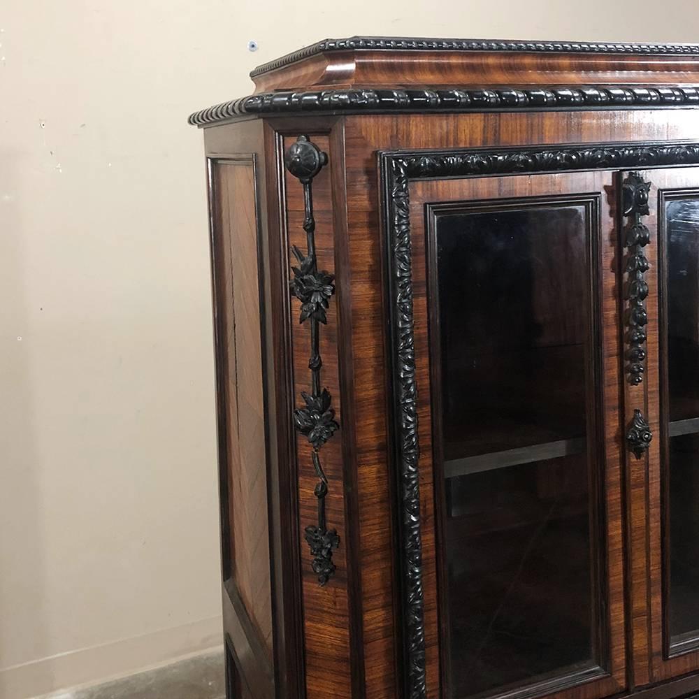 19th Century French Napoleon III Rosewood Ebonized Vitrine, Display Cabinet 2