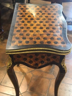 19th Century French Napoleon III Rosewood Kingwood Card Table, 1840s