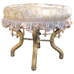 19th Century French Napoleon III Round Bamboo Giltwood Stool